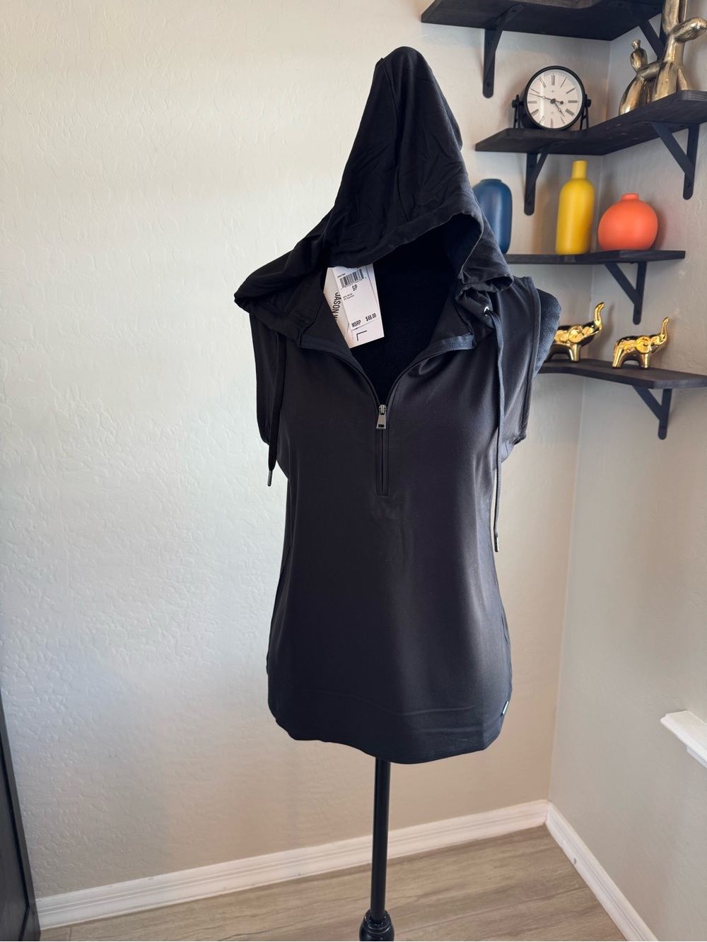 Jason Wu Black Sleeveless Hooded Zip-Front Tank